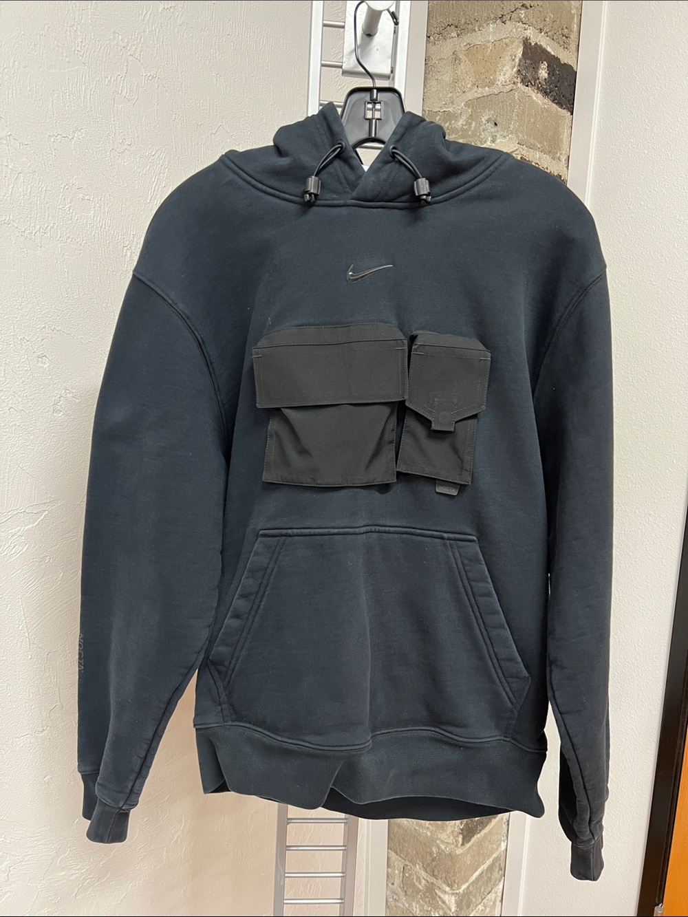 Black Men’s Nike x NOCTA Drake Tech Hoodie, Chest Tactical Cargo Pockets Size L